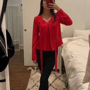 Armani Exchange red blouse with neck tie